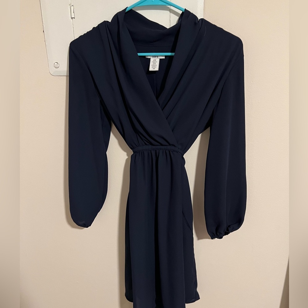 NWOT XS bar III navy blue lightweight long sleeve dress
